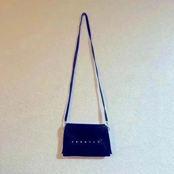 Chic Sam Edelman Black and Silver Studded Crossbody Reversible Handbag - Picture 2 of 7